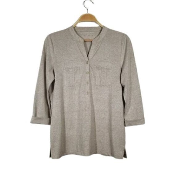 TALBOTS Preppy Lightweight Metallic Beige Top - Picture 1 of 5